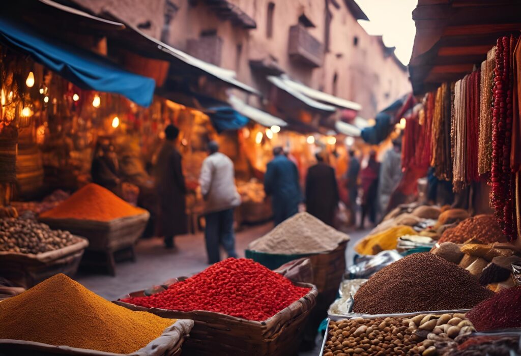 mercato in strada in Marocco